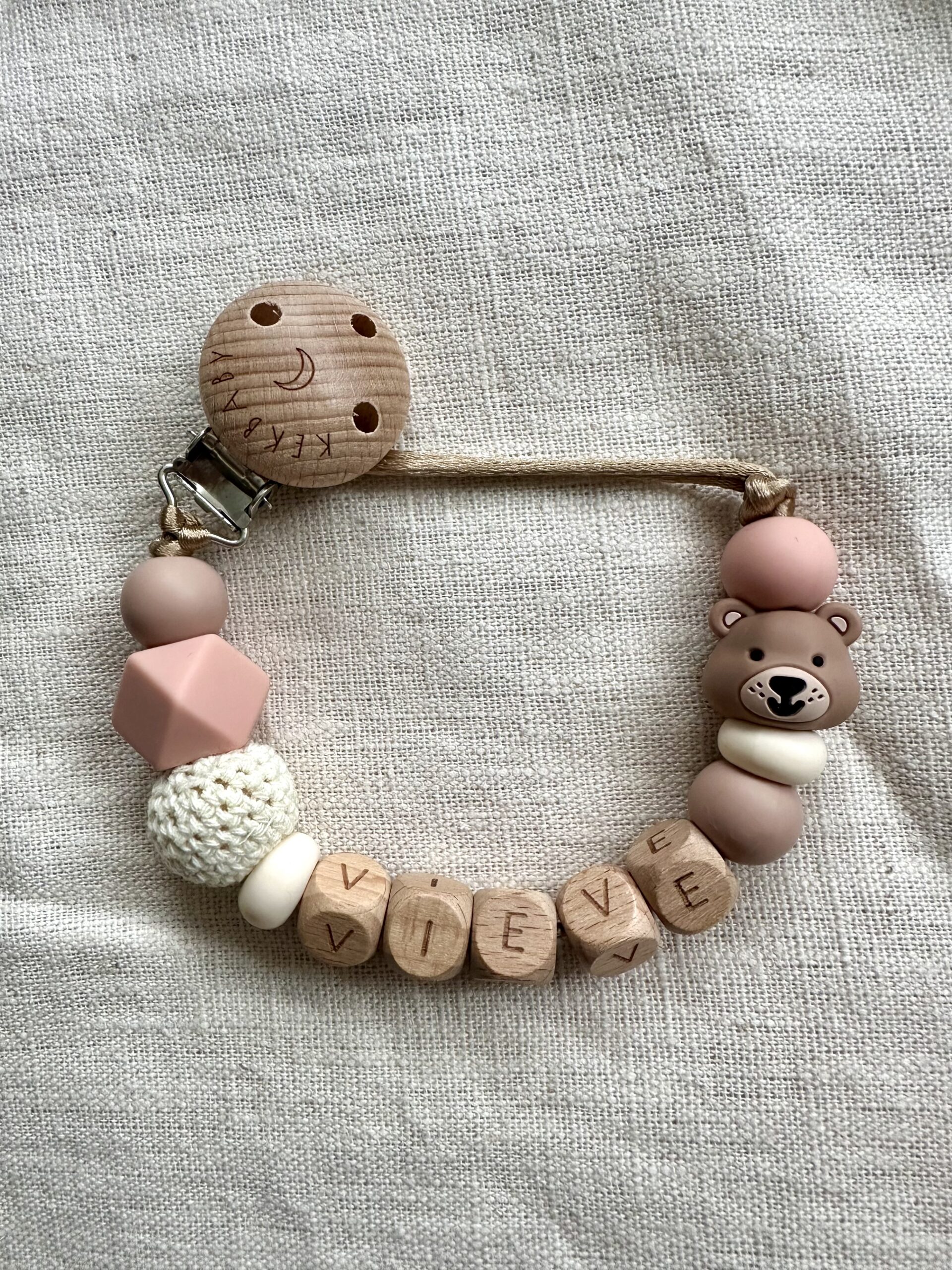 Speenkoord Teddy / oud roze