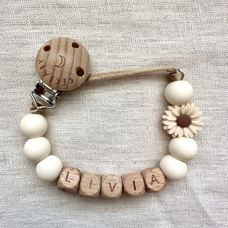 Speenkoord bloem creme basic